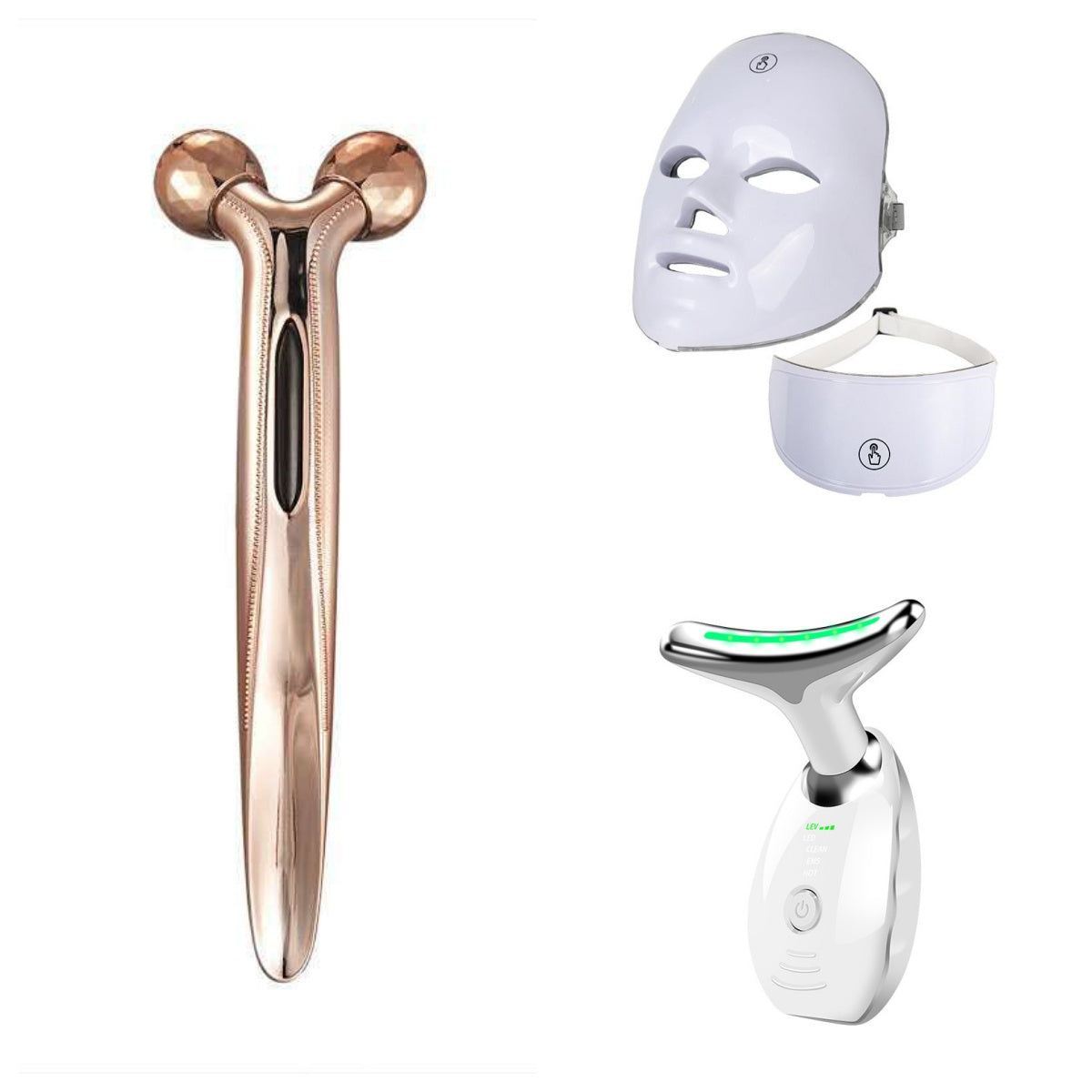 Sleek white 7-color LED light therapy mask for professional-grade home facial rejuvenation.