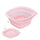 Translucent pink folding ice basin on a white background