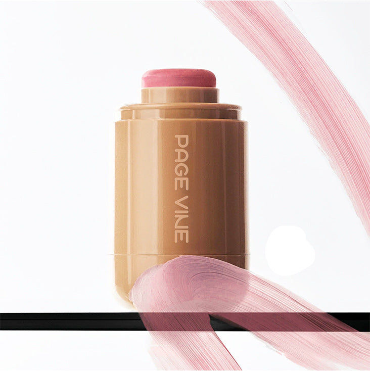 Makeup stick with pink cap and visible brand name on a white background