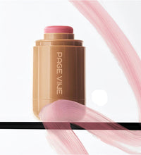 Makeup stick with pink cap and visible brand name on a white background