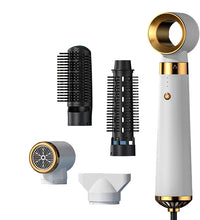 Luxioc multi-functional hair dryer and styler kit in sleek charcoal grey with metallic purple trim. The 5-piece set features a modular handle with interchangeable attachments for drying