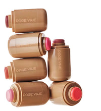 Page Vine cosmetic products with brown and pink packaging on a white background