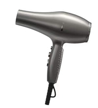 Silver hair dryer on a white background