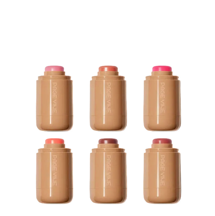 Six Pagevine pocket blushes on a light gray background