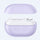 Purple wireless earbuds in a charging case on a white background