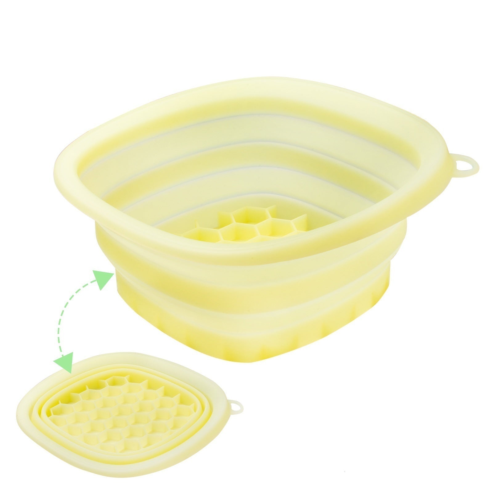 Yellow folding ice basin with transparent yellow interior on a white background