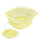 Yellow folding ice basin with transparent yellow interior on a white background