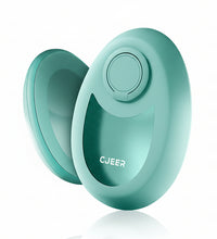 Turquoise hair removal device with 'CJEEER' branding on a light green background