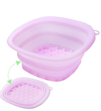 Translucent purple folding ice basin with lid on a white background