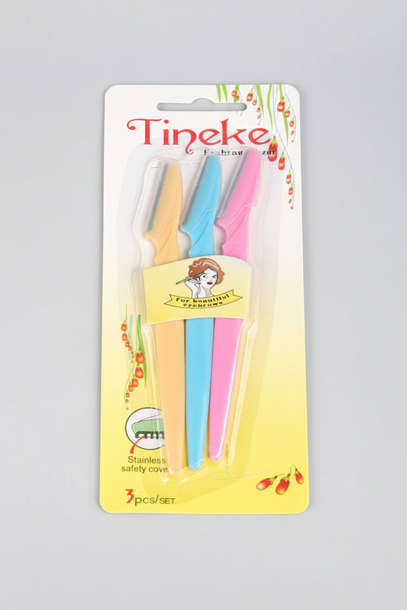 Packaged product with colorful items and 'Tineke' branding on a light blue background