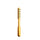 Gold cylindrical object with black dots on a white background