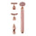 Rose gold facial massager with multiple attachments on a white background