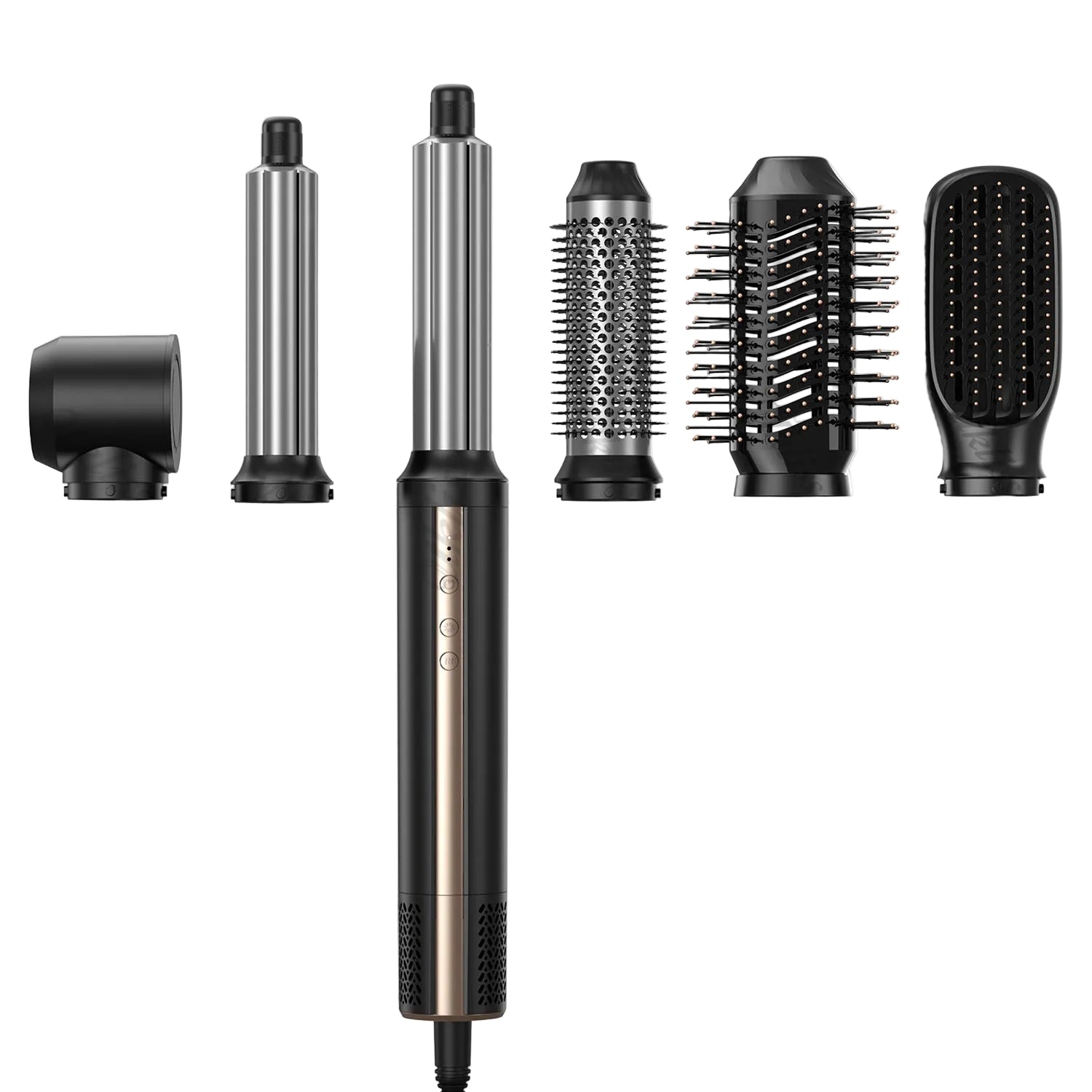 Luxioc 6-in-1 professional air styler base with all styling attachments.