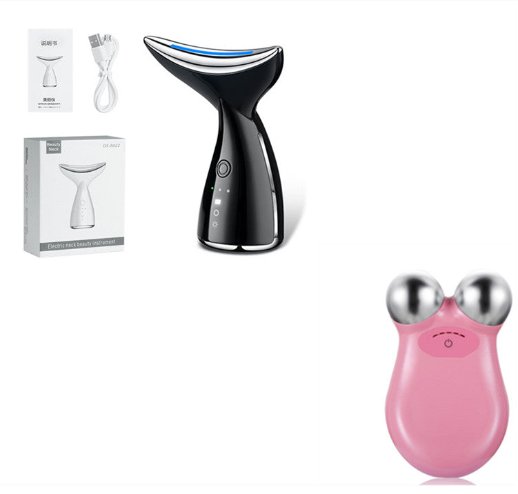 Sleek white LED microcurrent beauty device for face and neck sculpting with a contoured bionic design.