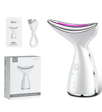 Handheld beauty instrument designed for reducing the appearance of neck wrinkles and sagging skin.
