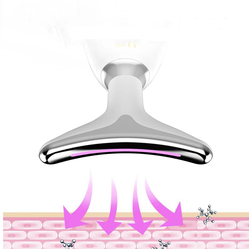 Handheld beauty device with a glowing light therapy strip for professional-grade skin care at home