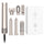 Hair styling tool with multiple attachments and packaging on a white background