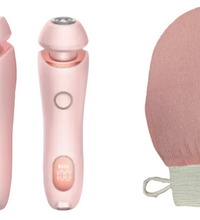 The ergonomic electric razor handle showing the digital LCD battery percentage display.