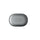 Gray wireless earbud case with two buttons on a white background