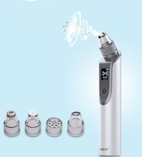 Professional white electric blackhead remover vacuum with a digital LCD display.