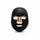 Black mask with rose gold accents on a white background