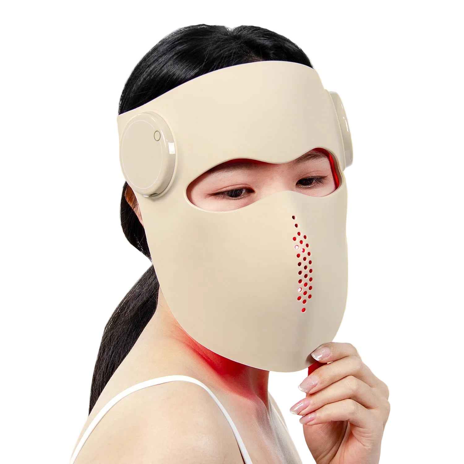 Front view of the advanced red LED light therapy face mask