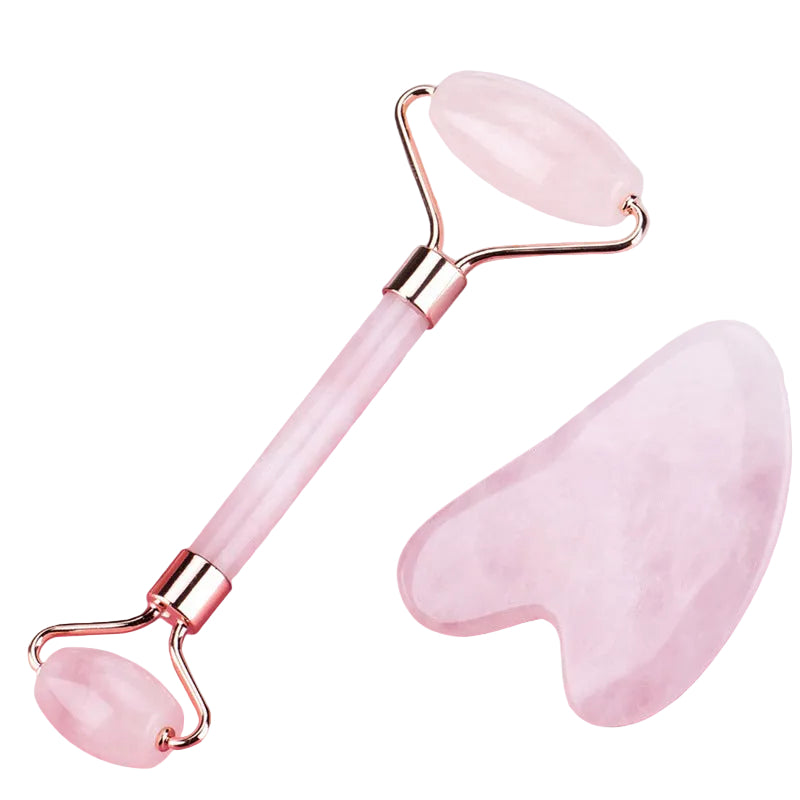Pink double roller and scraping board on a pink background with text overlay.