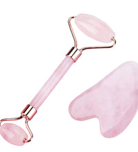 Pink double roller and scraping board on a pink background with text overlay.