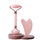 Pink rose quartz facial roller with a dual-headed design for eyes and face.