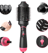 Hair styling tool with features highlighted on a white background