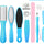 Set of foot care tools including a file, scrubber, and other instruments on a white background.