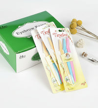 Eyebrow parsing tools with packaging on a light blue background