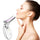 White 7-in-1 professional face and neck massager featuring a curved head and digital display.